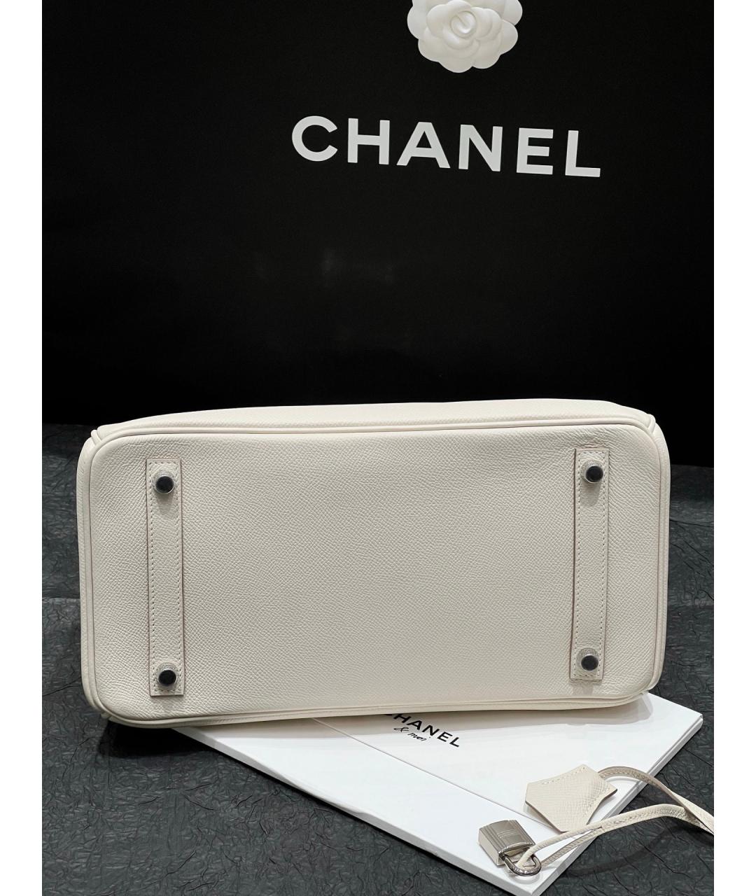 HERMES Белая кожаная сумка с короткими ручками, фото 5