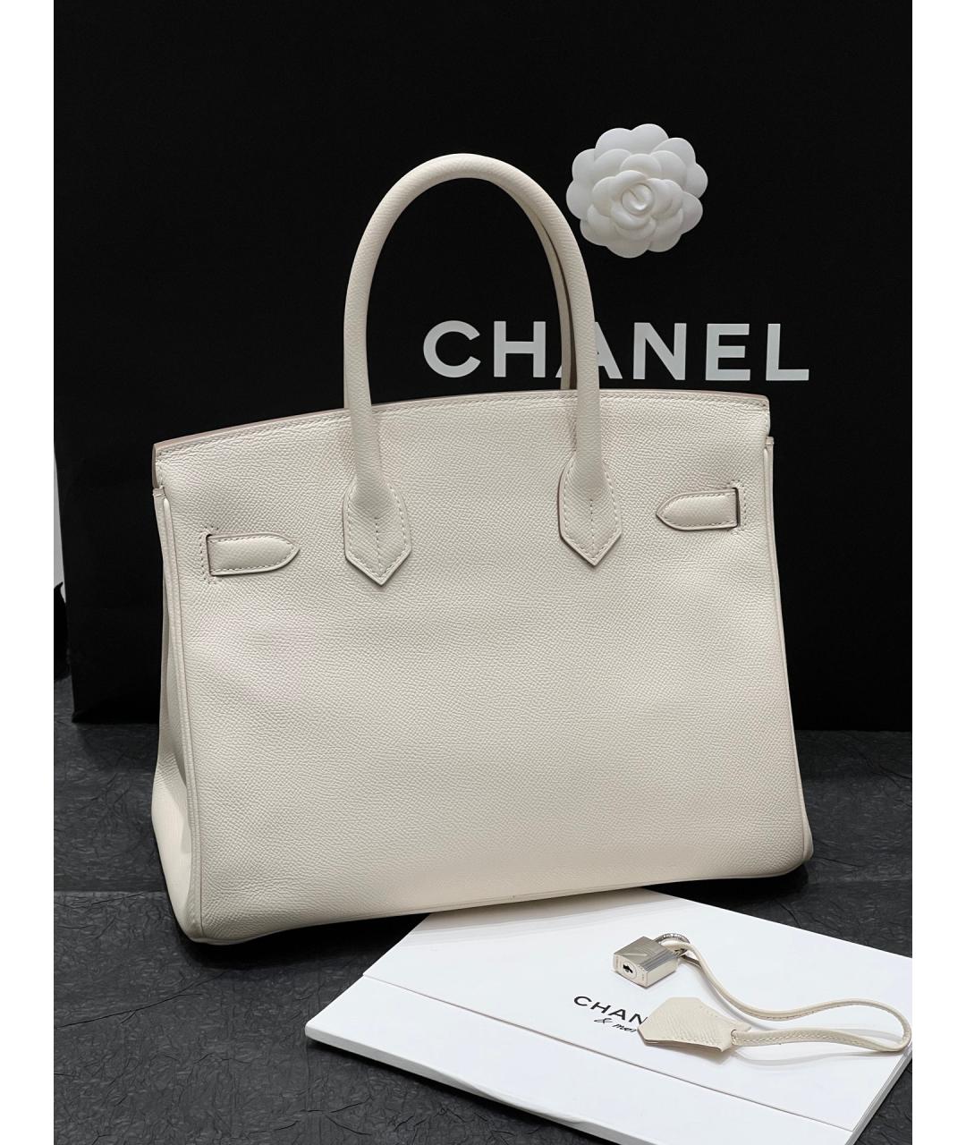 HERMES Белая кожаная сумка с короткими ручками, фото 2