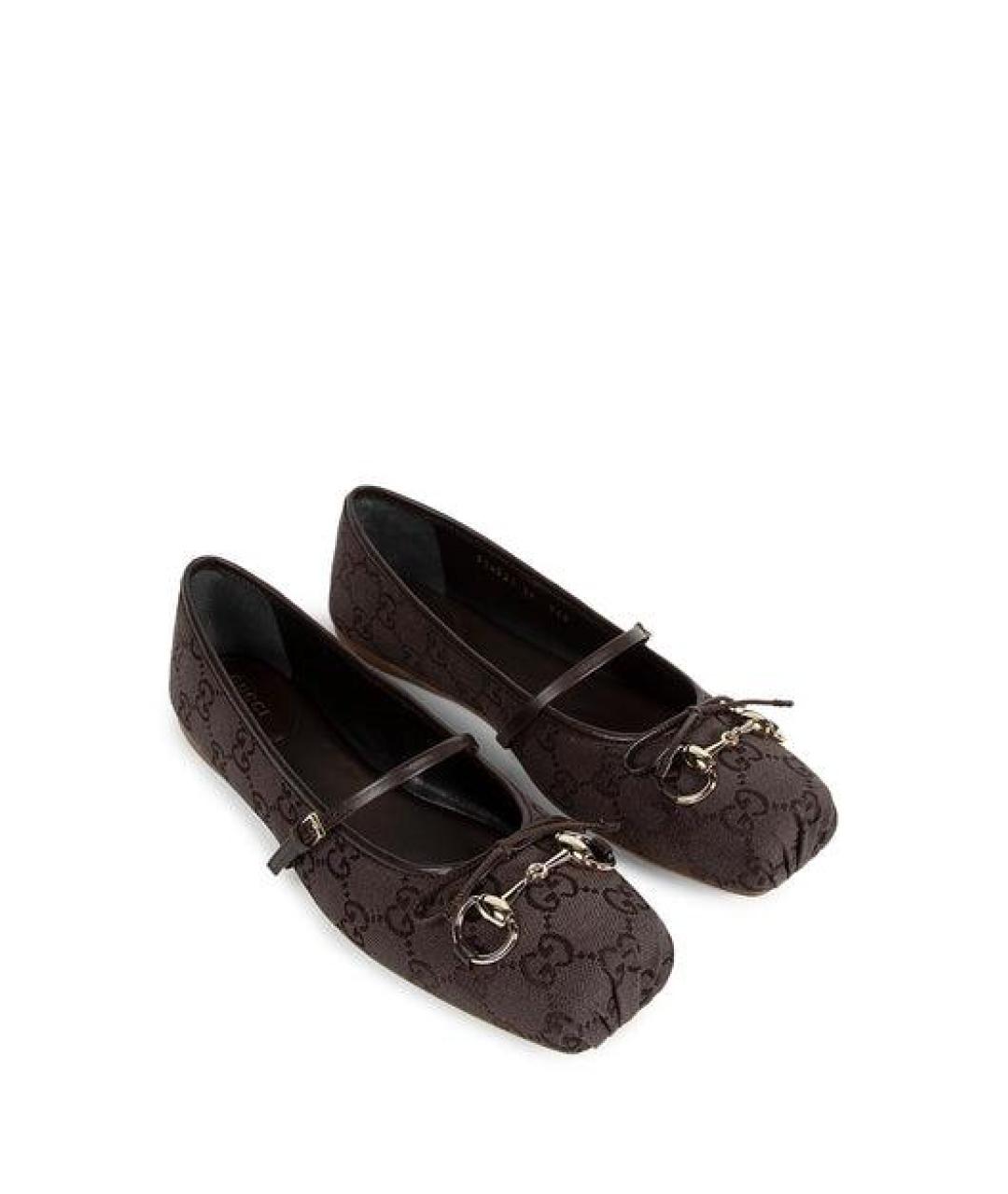 GUCCI Коричневые текстильные балетки, фото 3