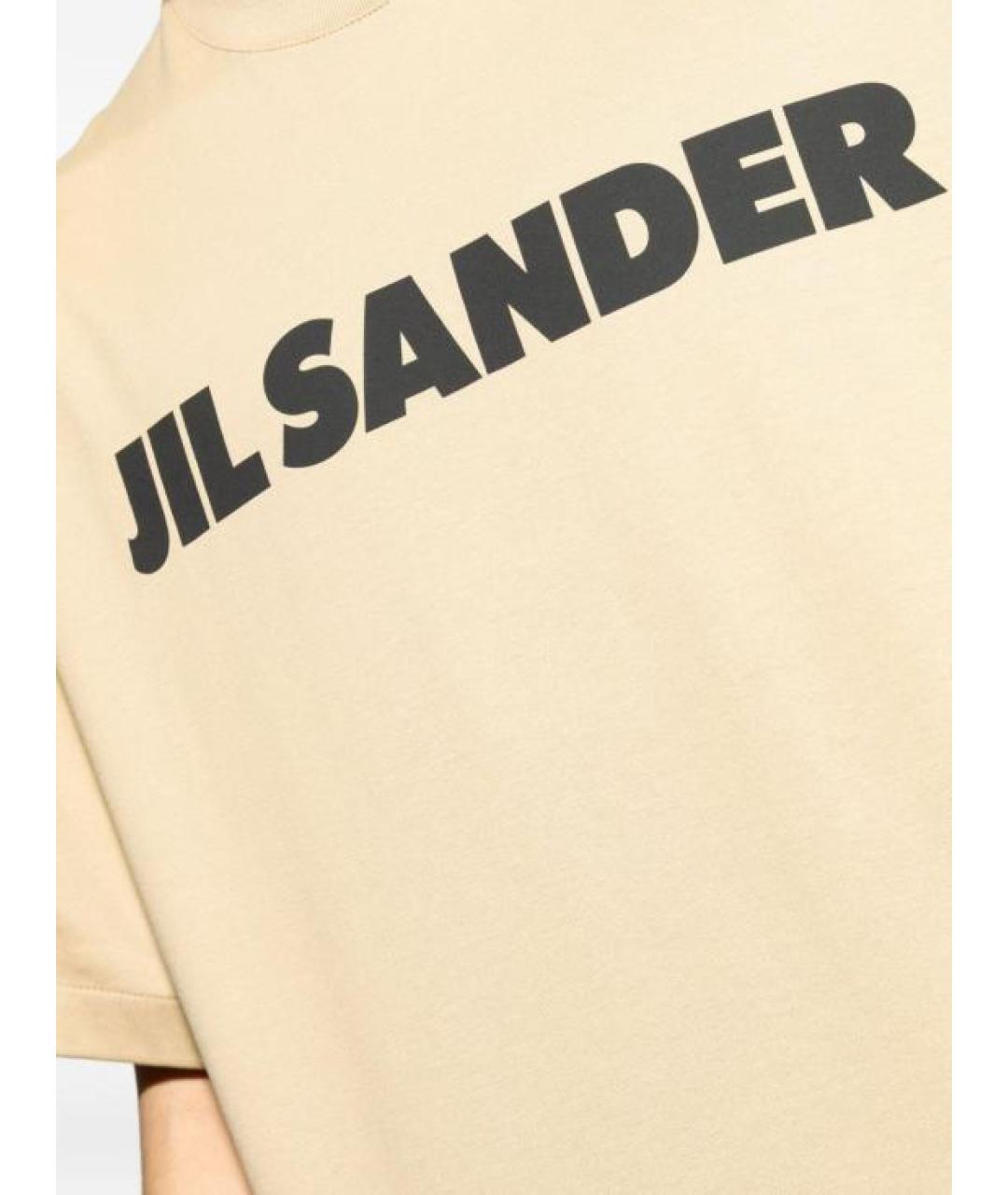 JIL SANDER Бежевая хлопковая футболка, фото 3