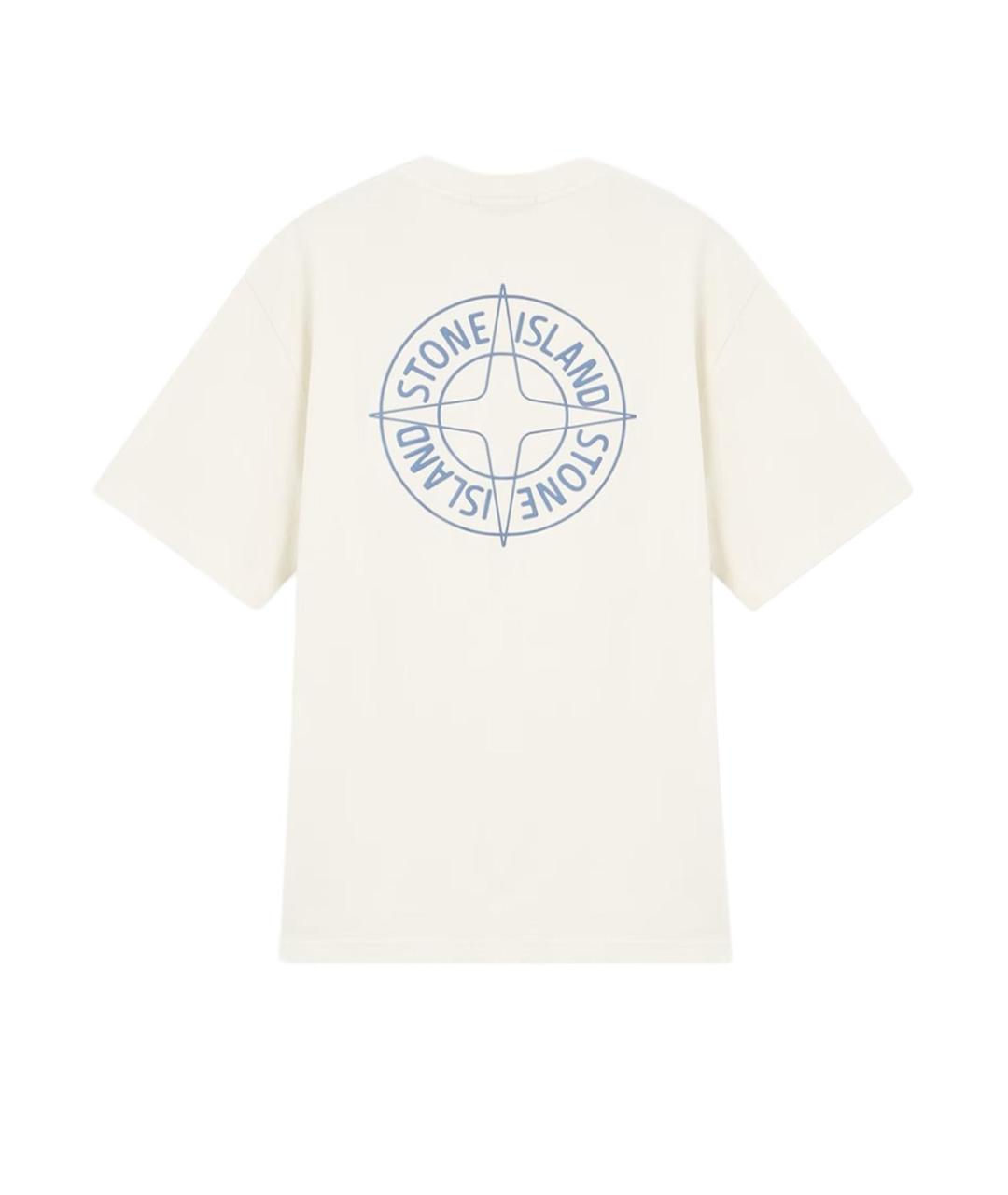 STONE ISLAND Белая хлопковая футболка, фото 2