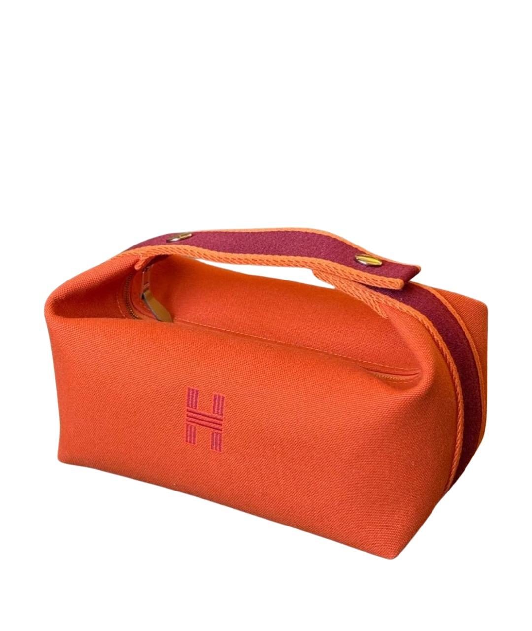 HERMES Оранжевая тканевая косметичка, фото 1