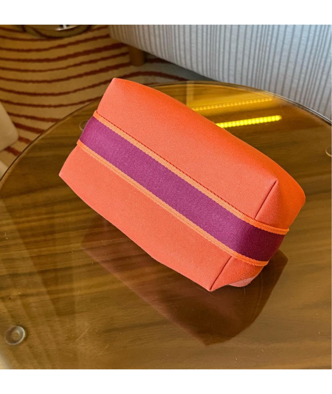 HERMES Оранжевая тканевая косметичка, фото 6