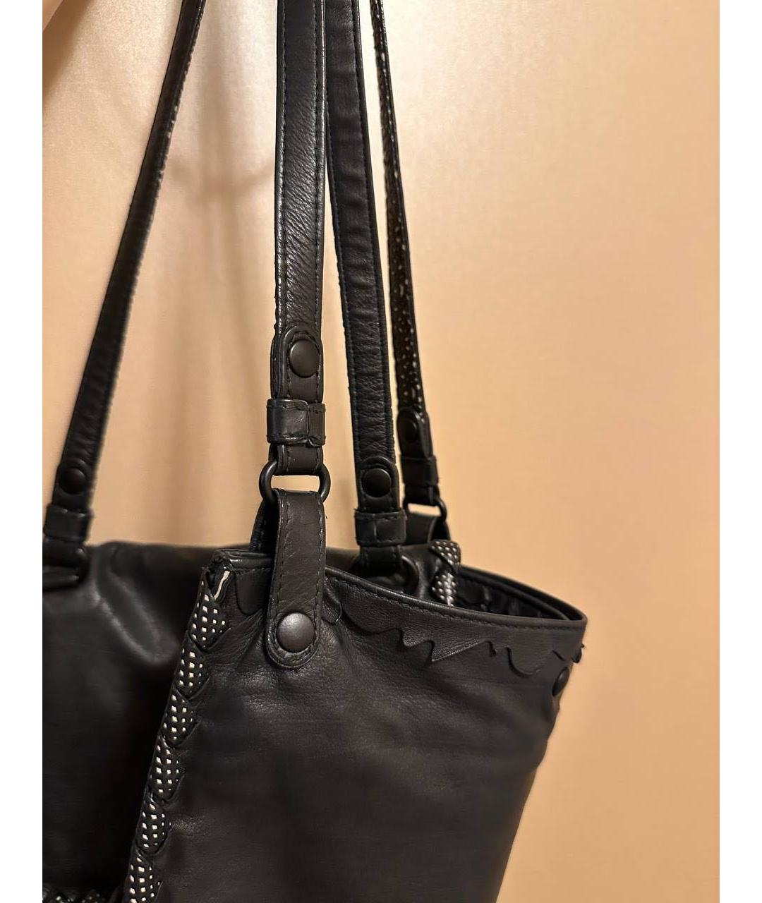 BOTTEGA VENETA Черная кожаная сумка через плечо, фото 6