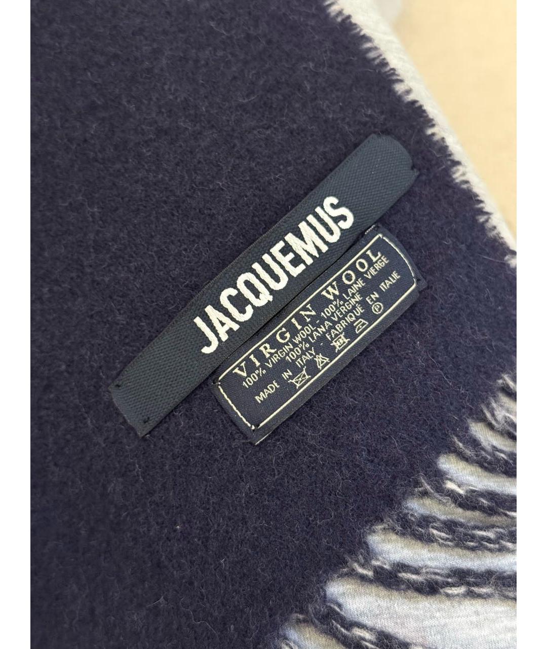 JACQUEMUS Темно-синий шерстяной шарф, фото 3