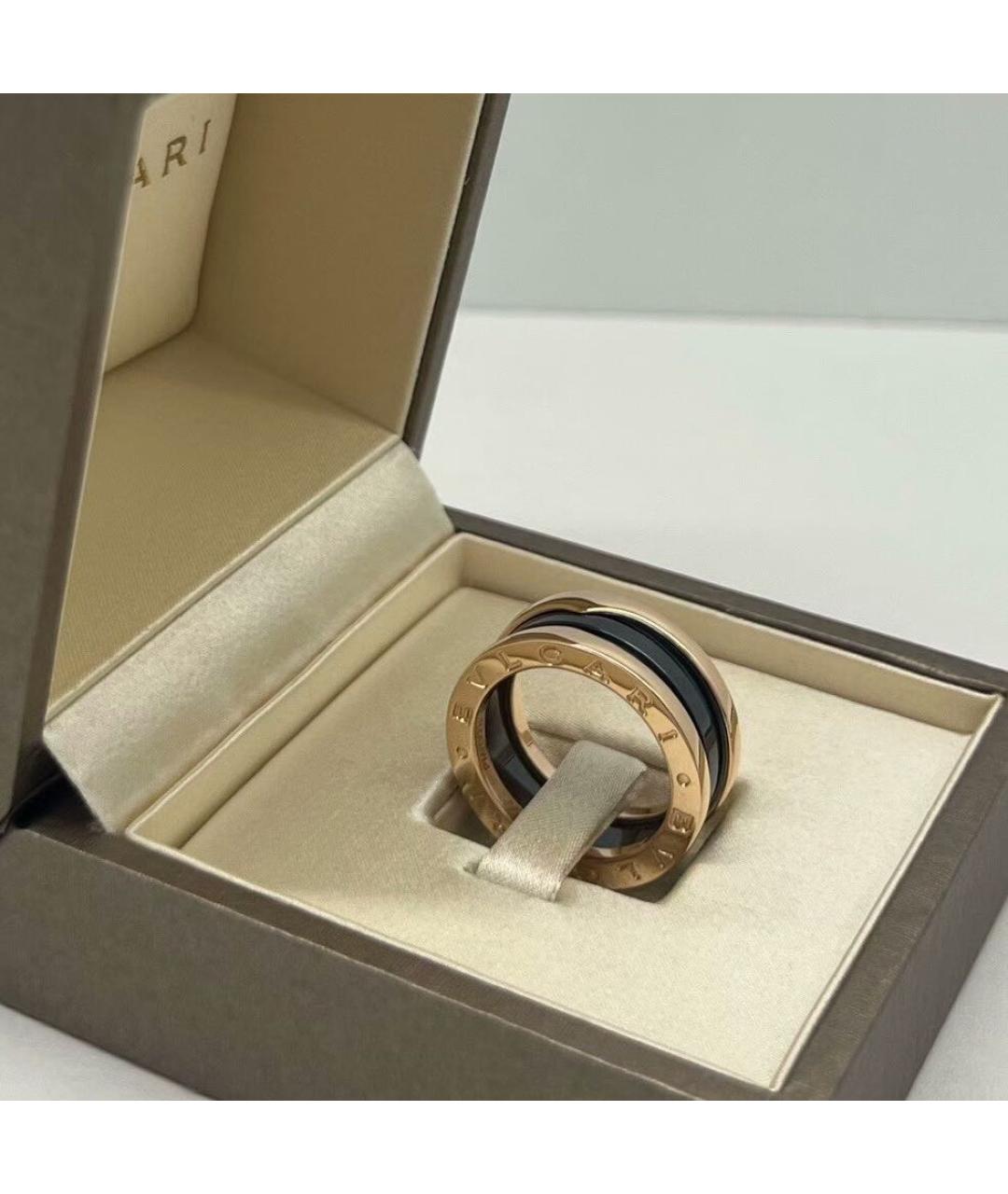 BVLGARI Черное кольцо из розового золота, фото 3