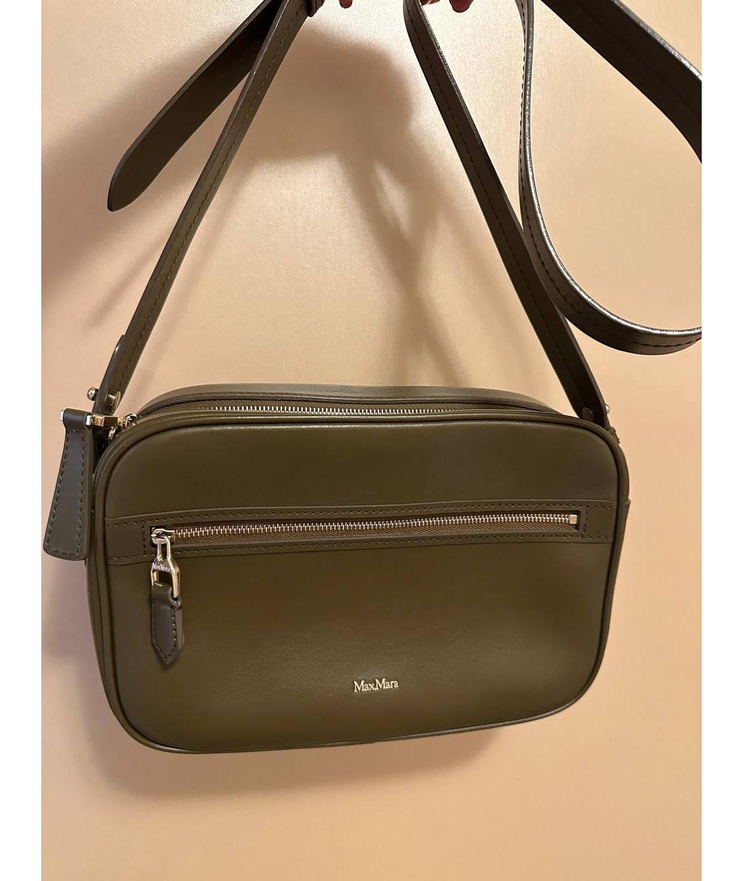 MAX MARA Хаки кожаная сумка через плечо, фото 2