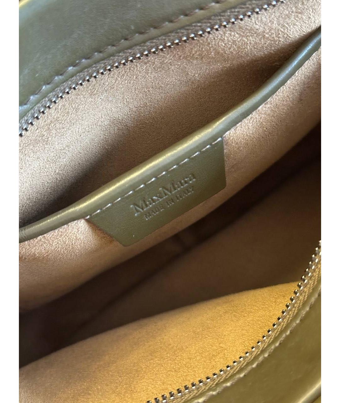 MAX MARA Хаки кожаная сумка через плечо, фото 7