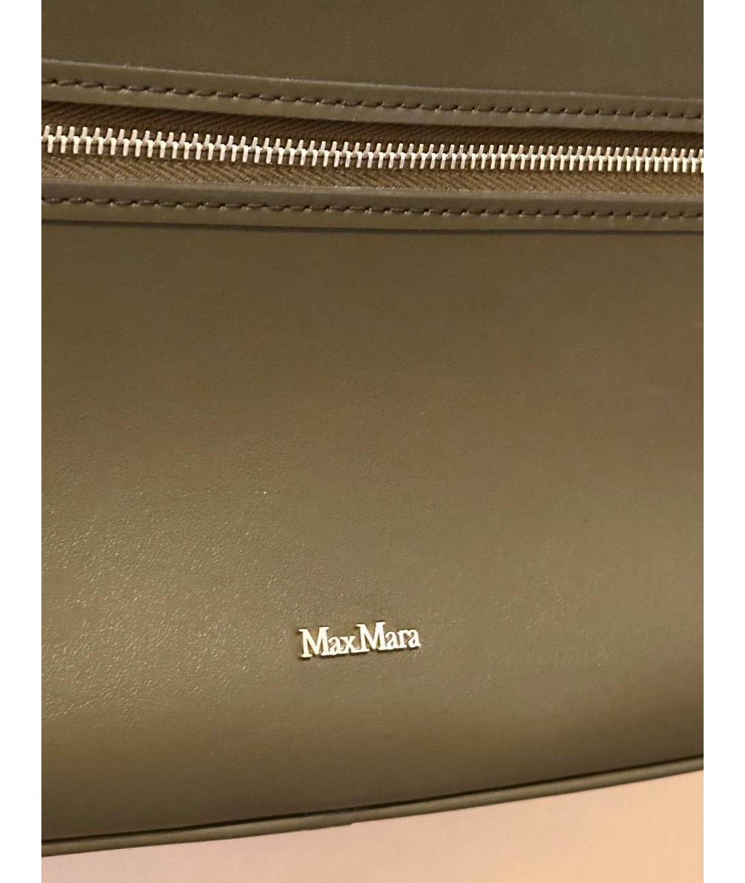 MAX MARA Хаки кожаная сумка через плечо, фото 5