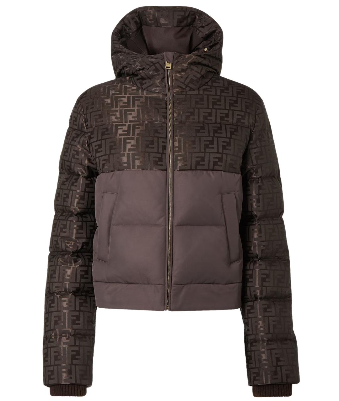 FENDI Коричневый хлопковый пуховик, фото 1