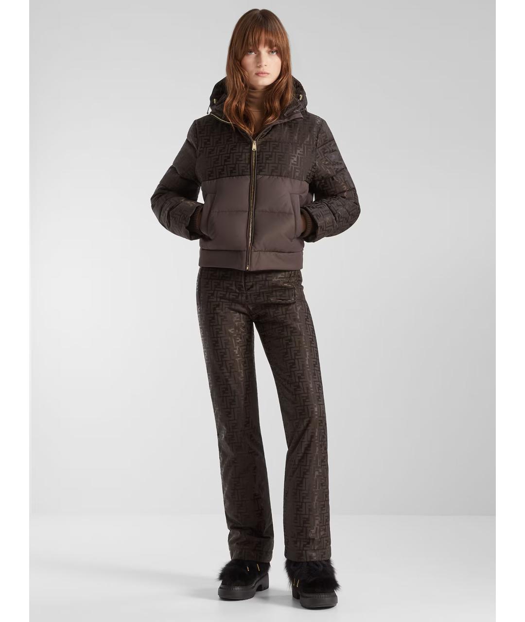 FENDI Коричневый хлопковый пуховик, фото 2