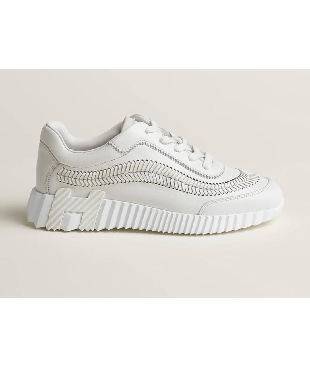 HERMES Белые кожаные кроссовки, фото 7