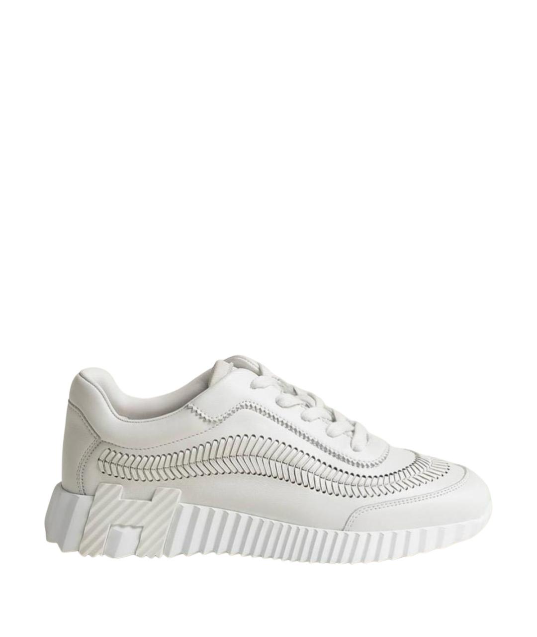 HERMES Белые кожаные кроссовки, фото 1