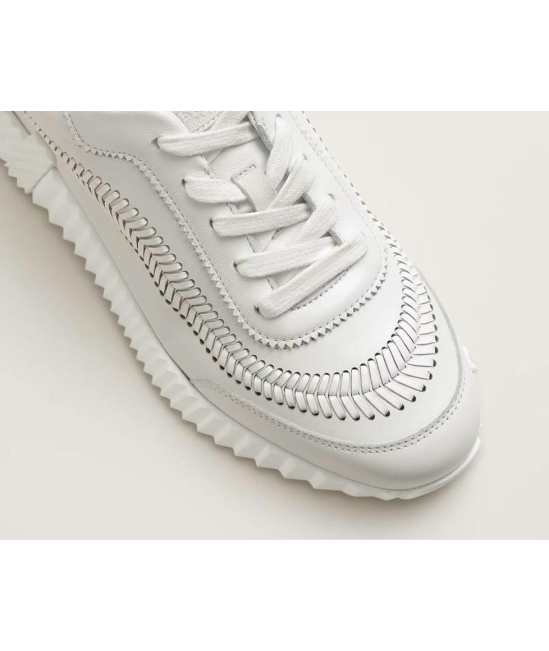 HERMES Белые кожаные кроссовки, фото 2