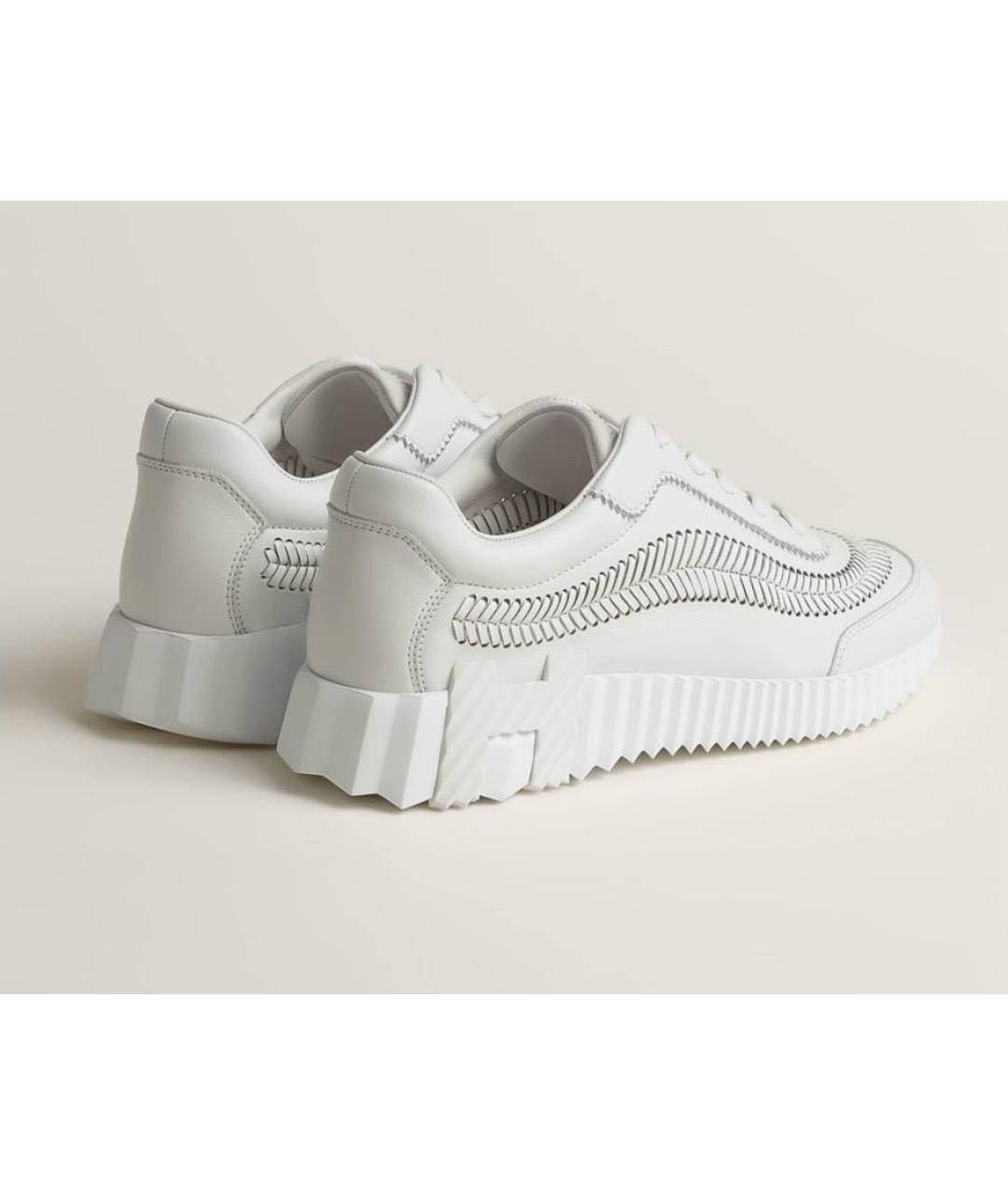 HERMES Белые кожаные кроссовки, фото 3