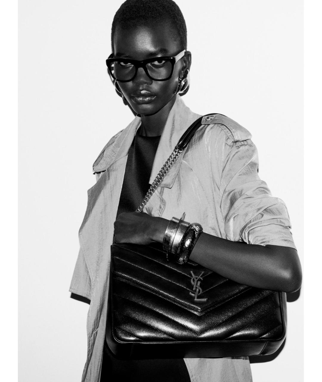 SAINT LAURENT Черная кожаная сумка через плечо, фото 3