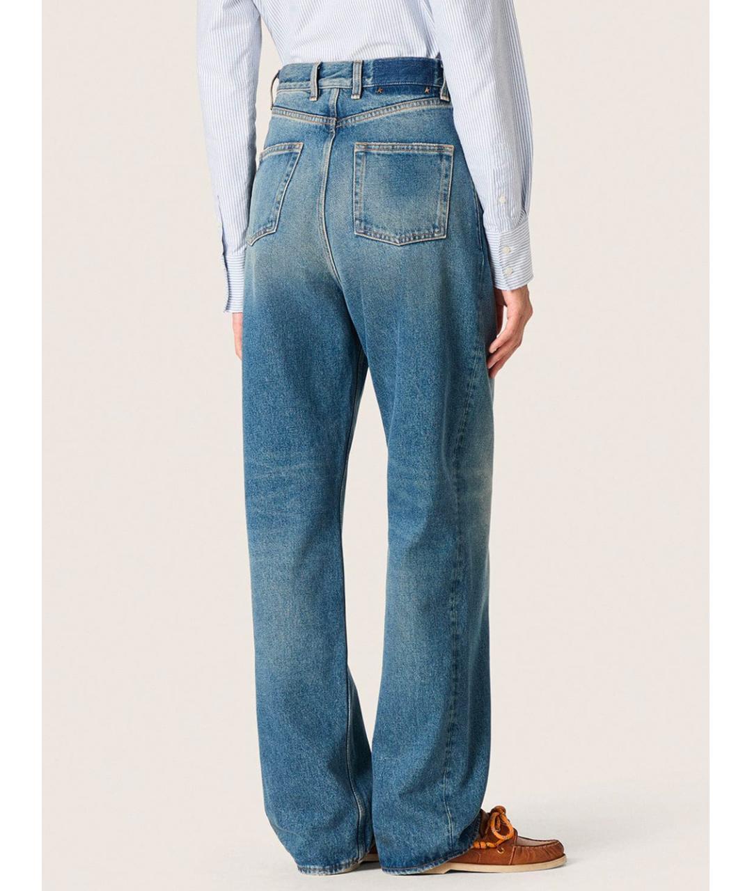 GOLDEN GOOSE DELUXE BRAND Синие хлопковые прямые джинсы, фото 3