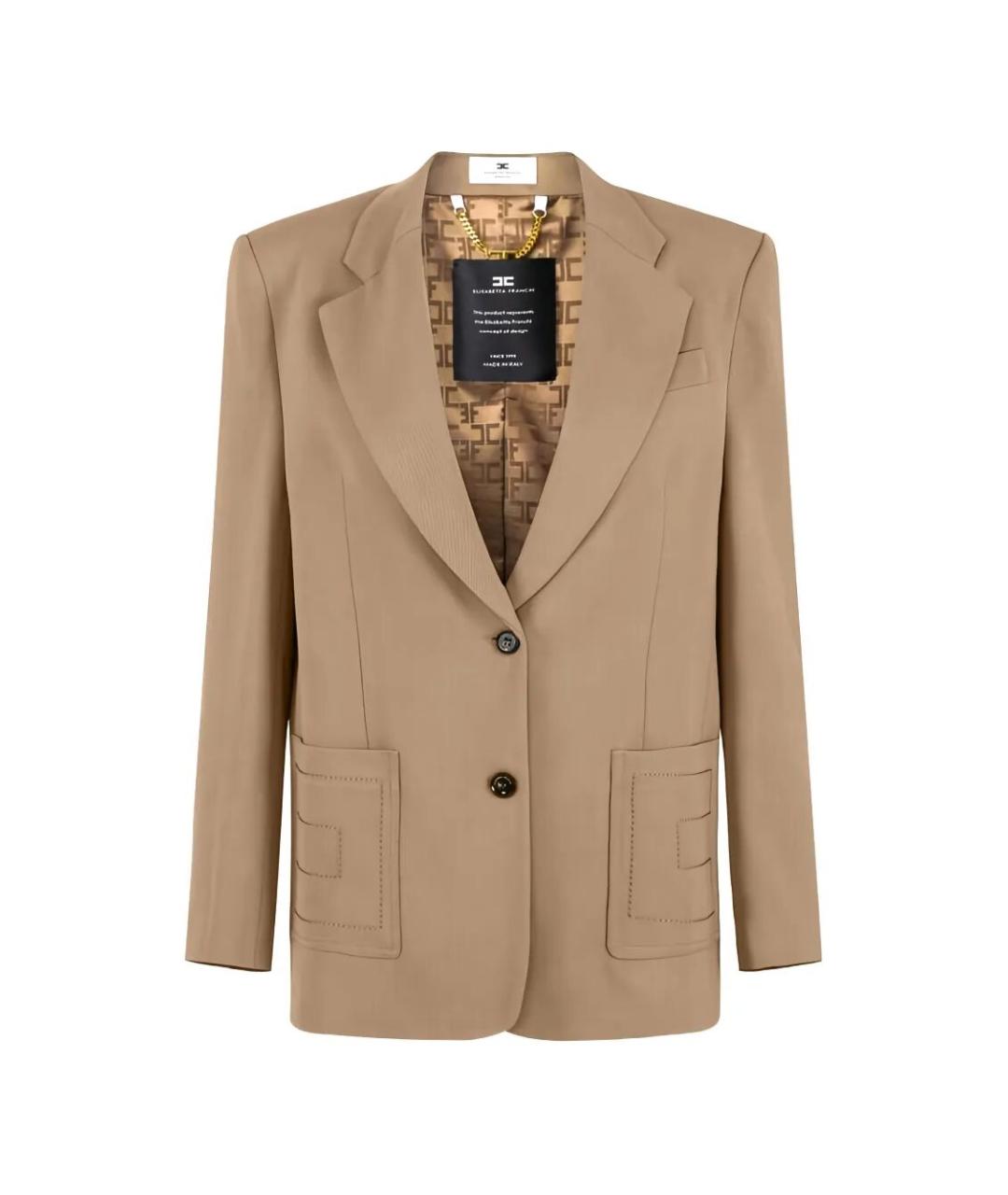 ELISABETTA FRANCHI Коричневый вискозный жакет/пиджак, фото 1
