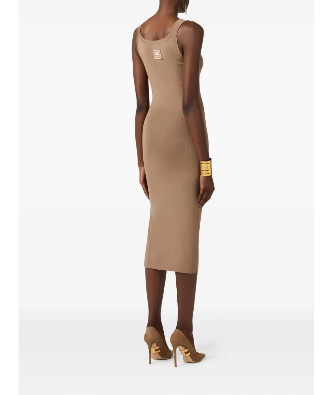 ELISABETTA FRANCHI Коричневое вискозное повседневное платье, фото 3