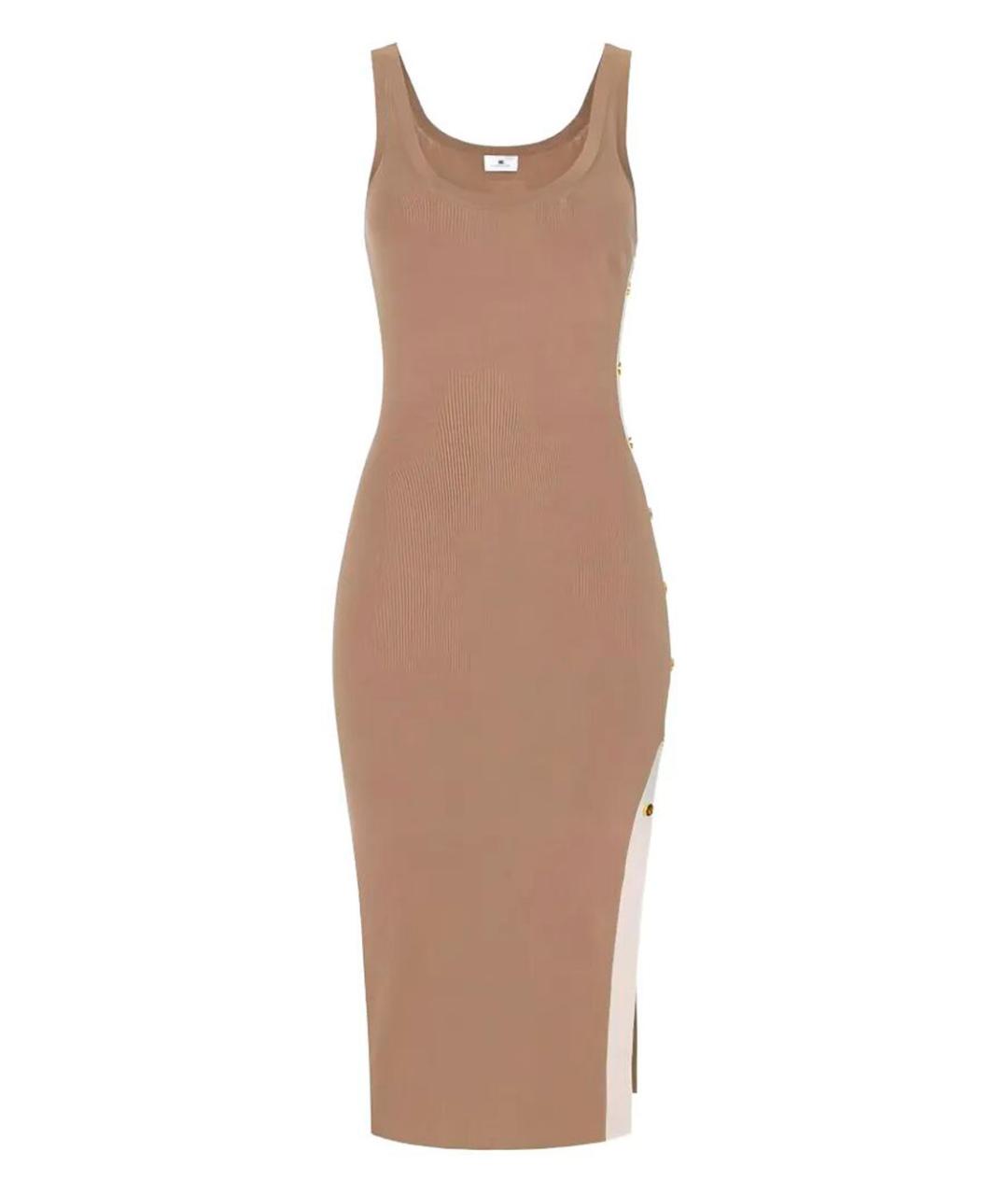 ELISABETTA FRANCHI Коричневое вискозное повседневное платье, фото 1