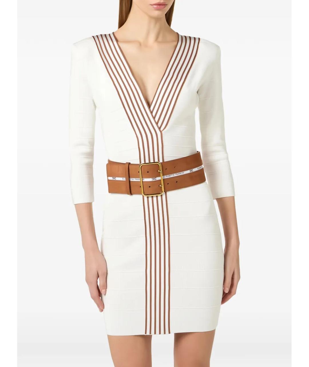 ELISABETTA FRANCHI Бежевое вискозное платье, фото 2