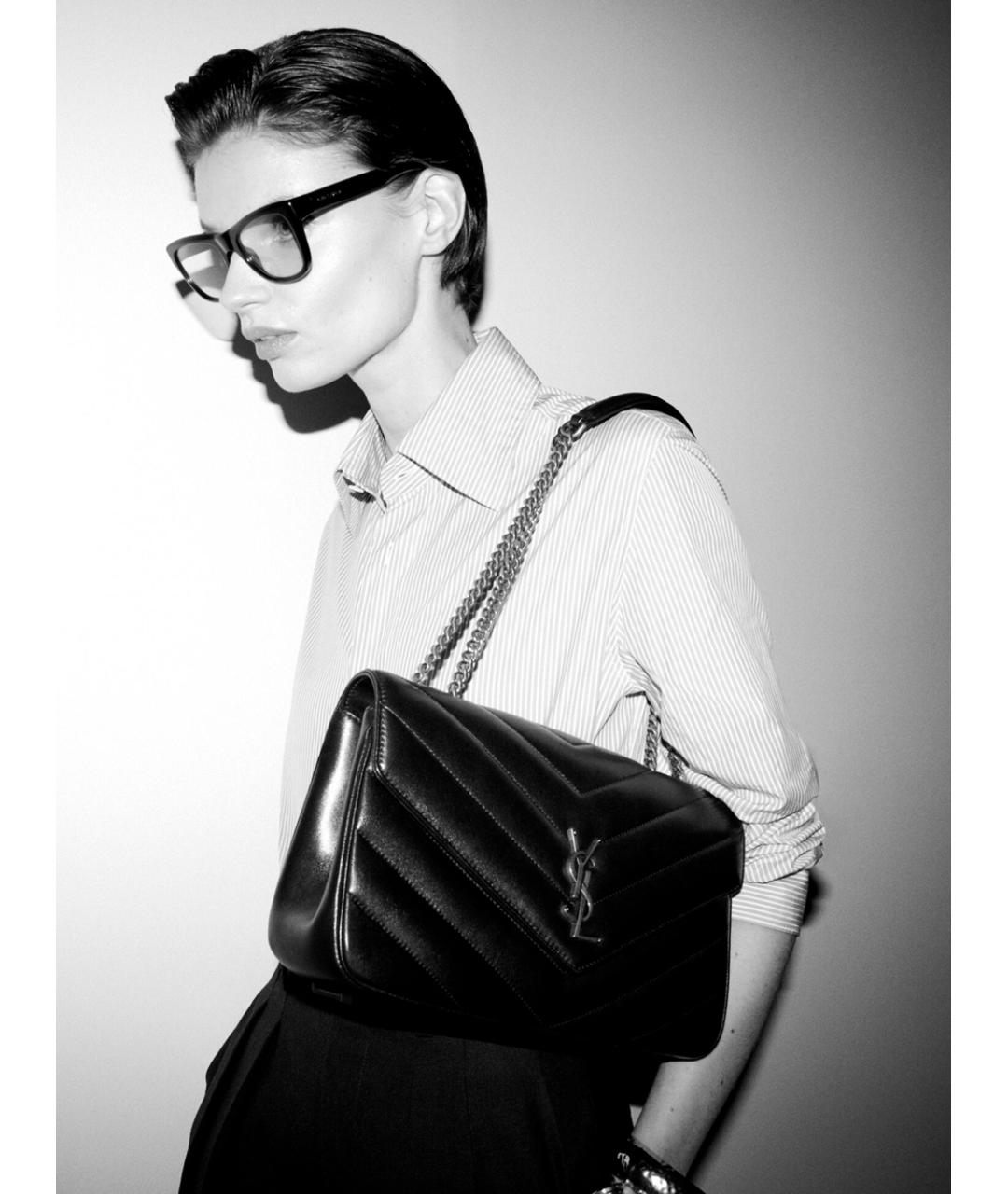 SAINT LAURENT Черная кожаная сумка через плечо, фото 3