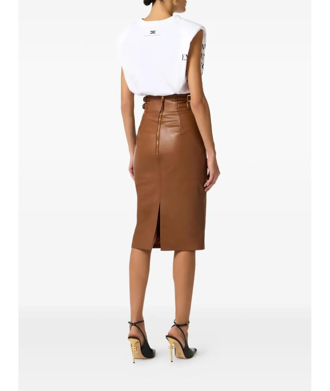 ELISABETTA FRANCHI Белая хлопковая футболка, фото 4