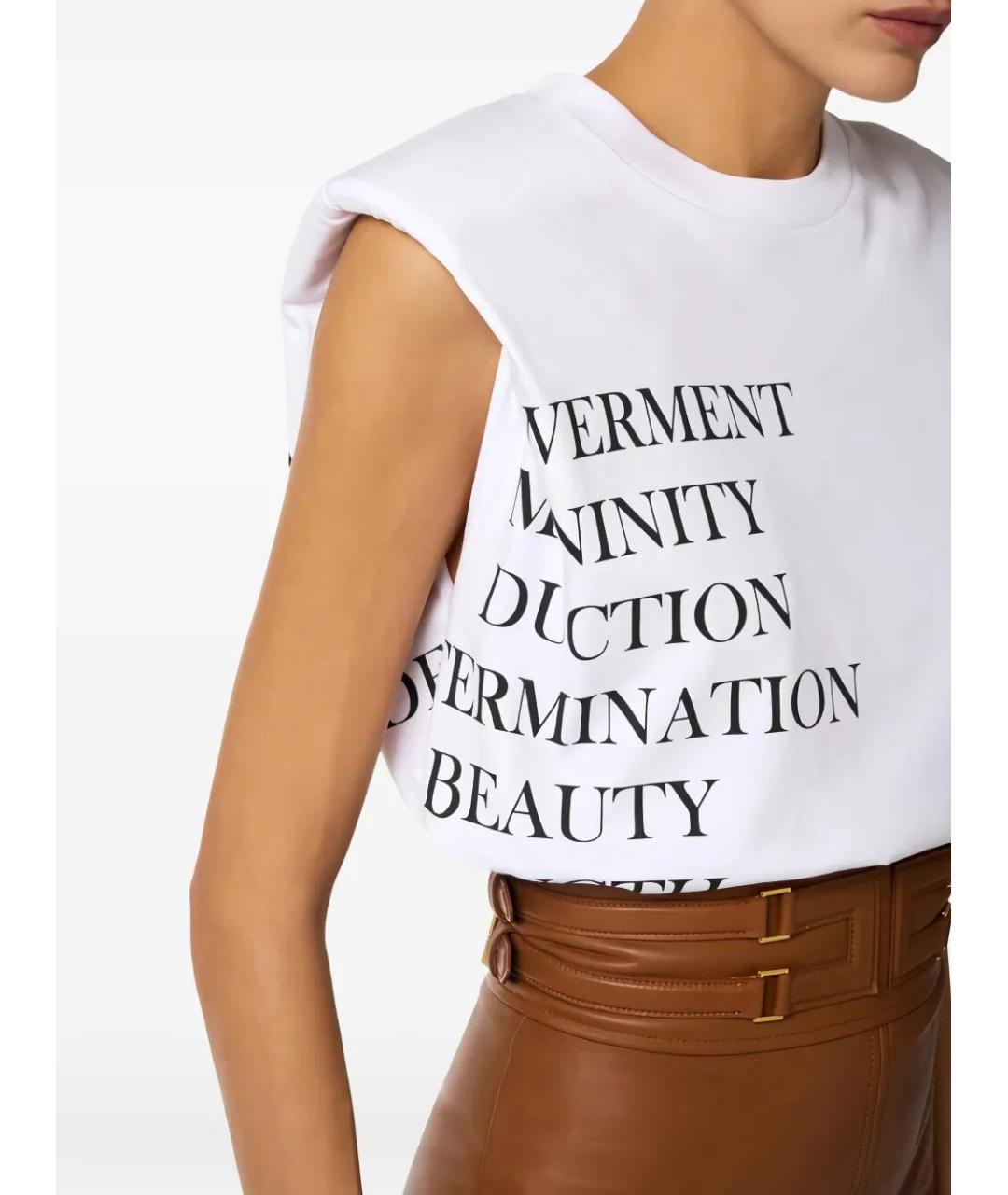 ELISABETTA FRANCHI Белая хлопковая футболка, фото 2