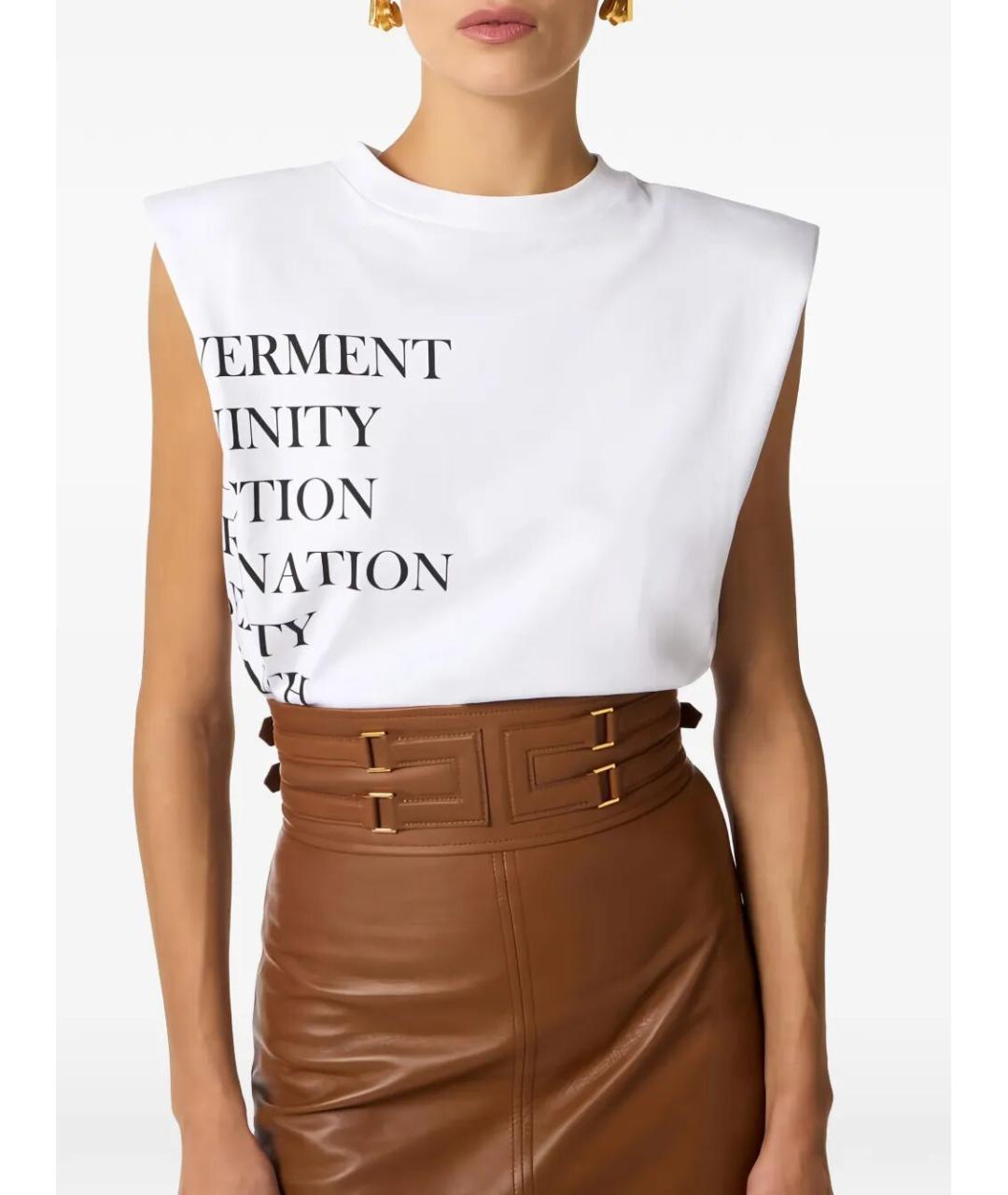 ELISABETTA FRANCHI Белая хлопковая футболка, фото 3