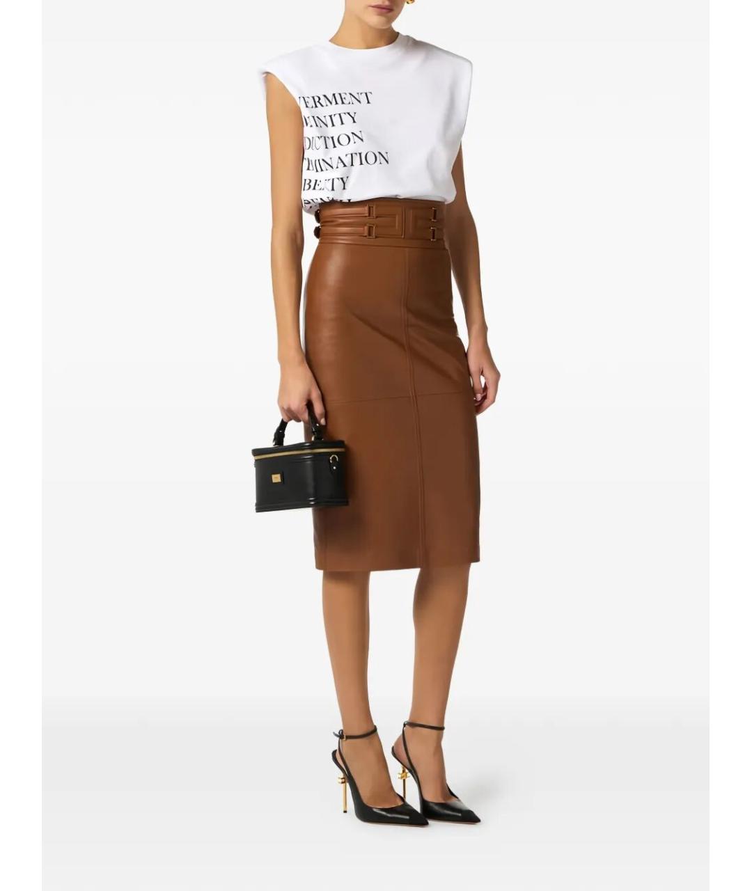 ELISABETTA FRANCHI Белая хлопковая футболка, фото 5