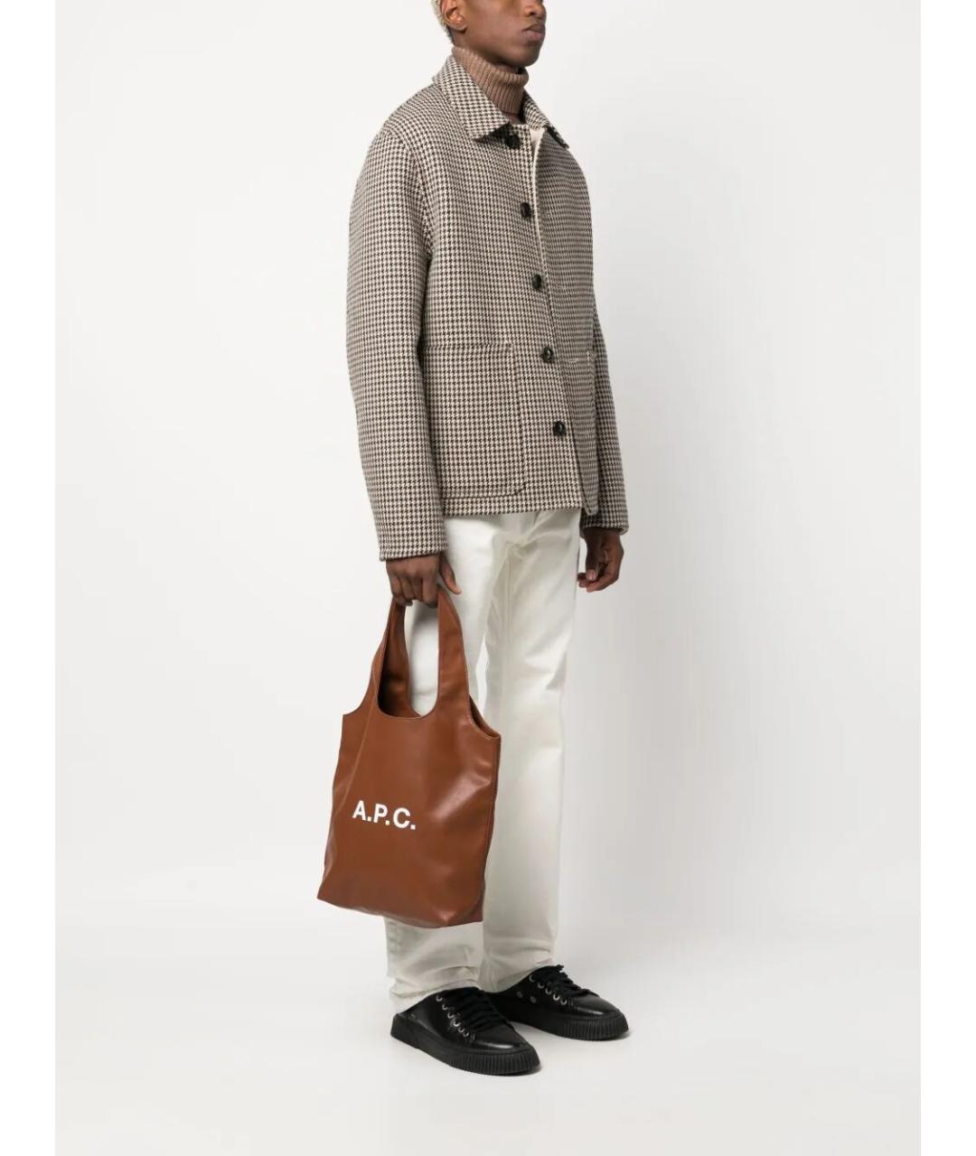 A.P.C. Коричневая сумка тоут из искусственной кожи, фото 2