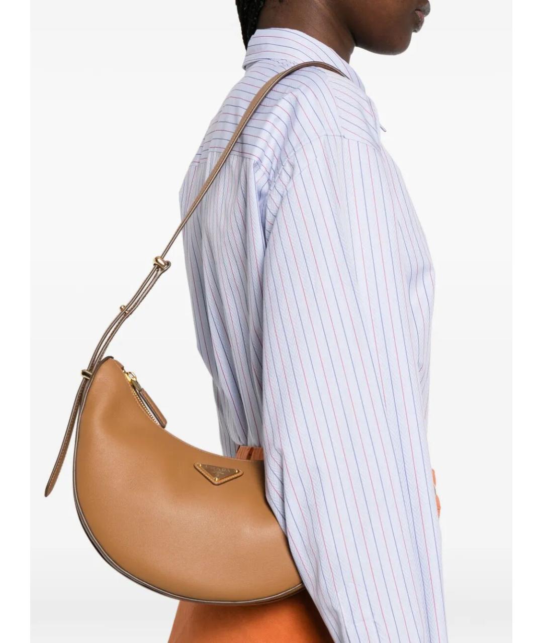 PRADA Бежевая кожаная сумка через плечо, фото 2