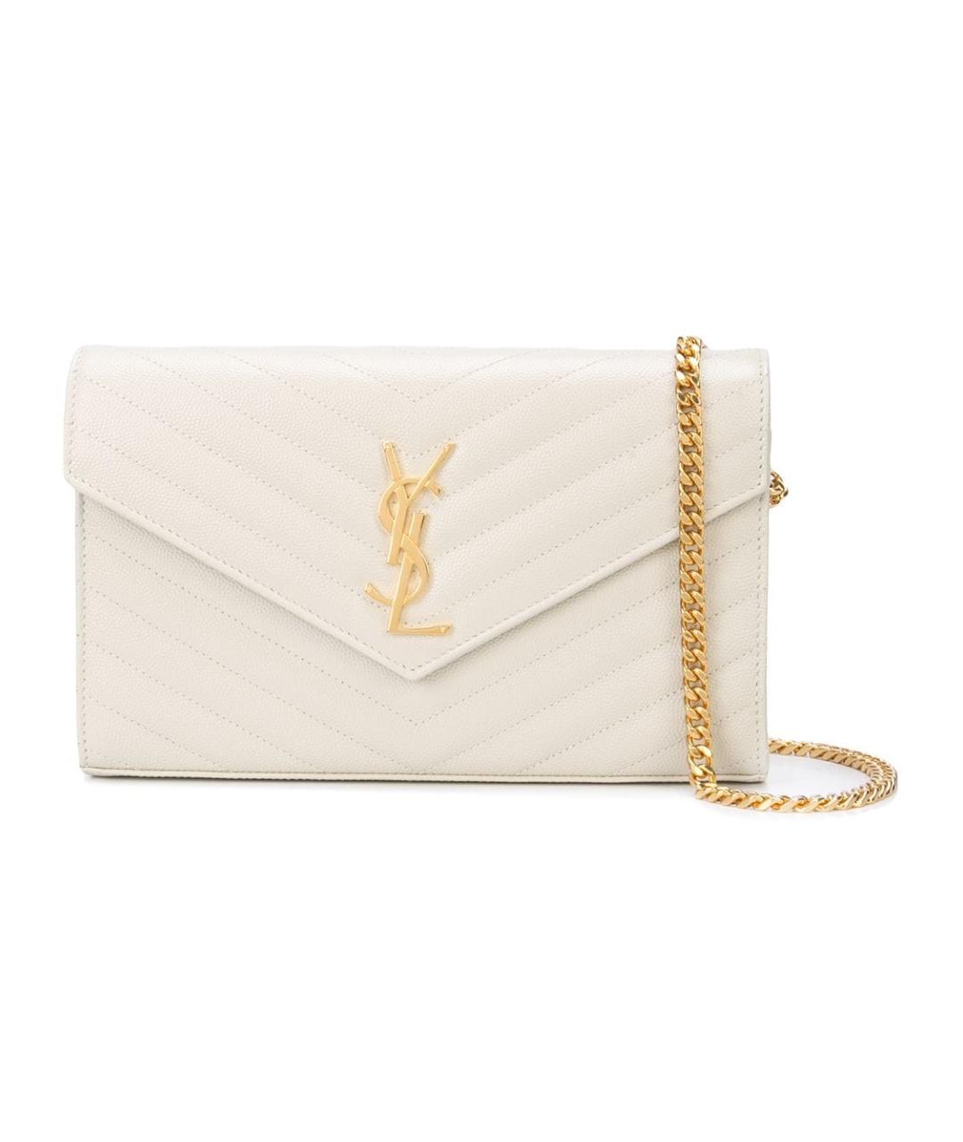 SAINT LAURENT Белая кожаная сумка через плечо, фото 1