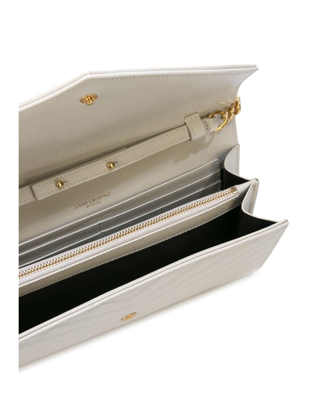 SAINT LAURENT Белая кожаная сумка через плечо, фото 5