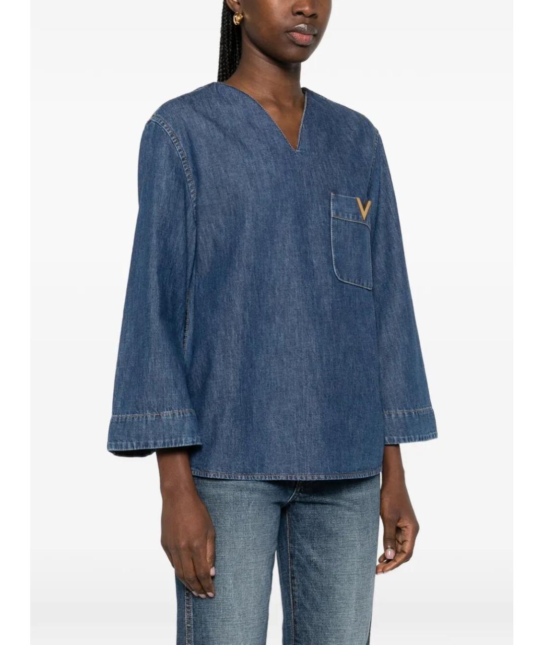 VALENTINO Синяя хлопковая рубашка, фото 5