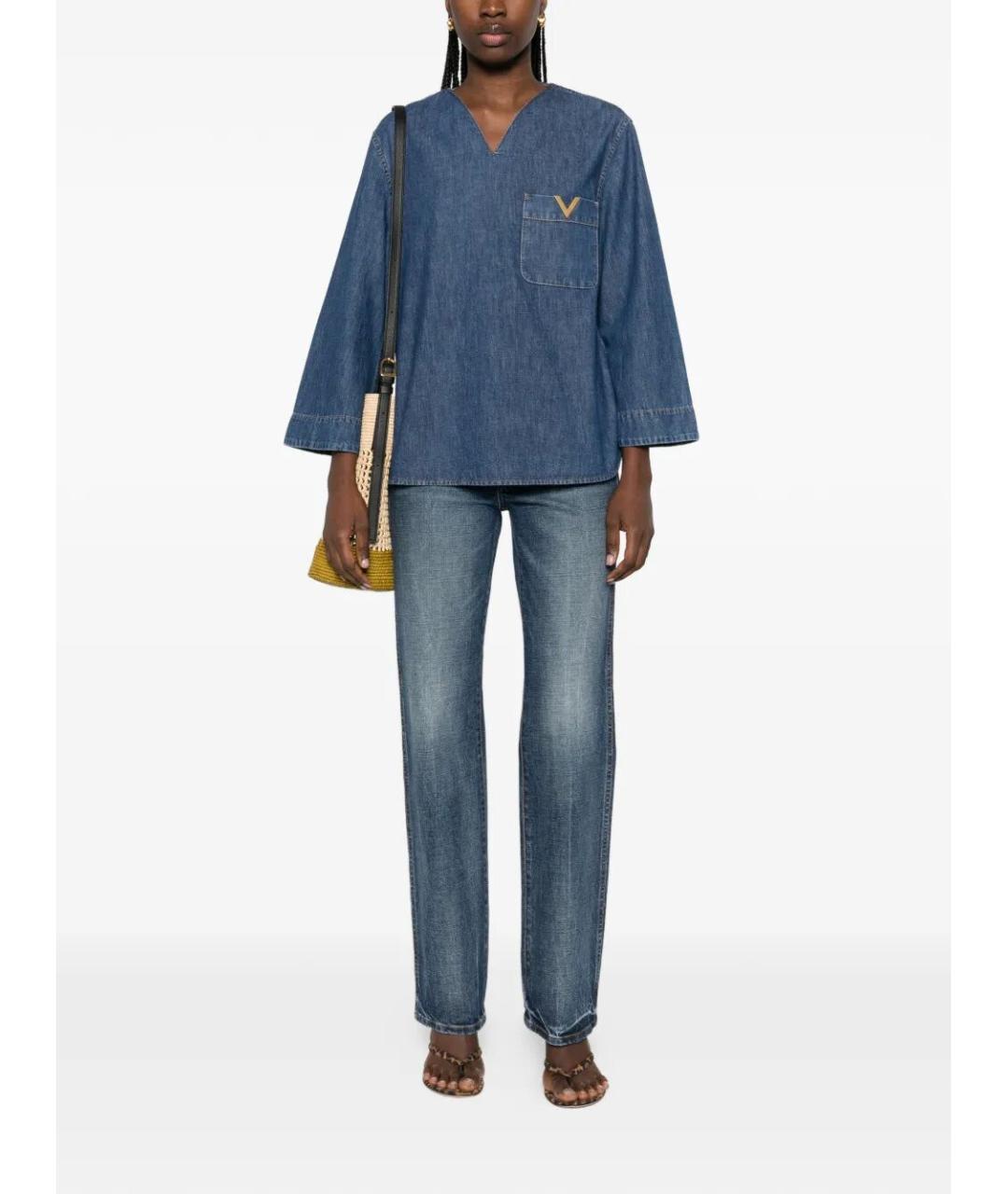 VALENTINO Синяя хлопковая рубашка, фото 2