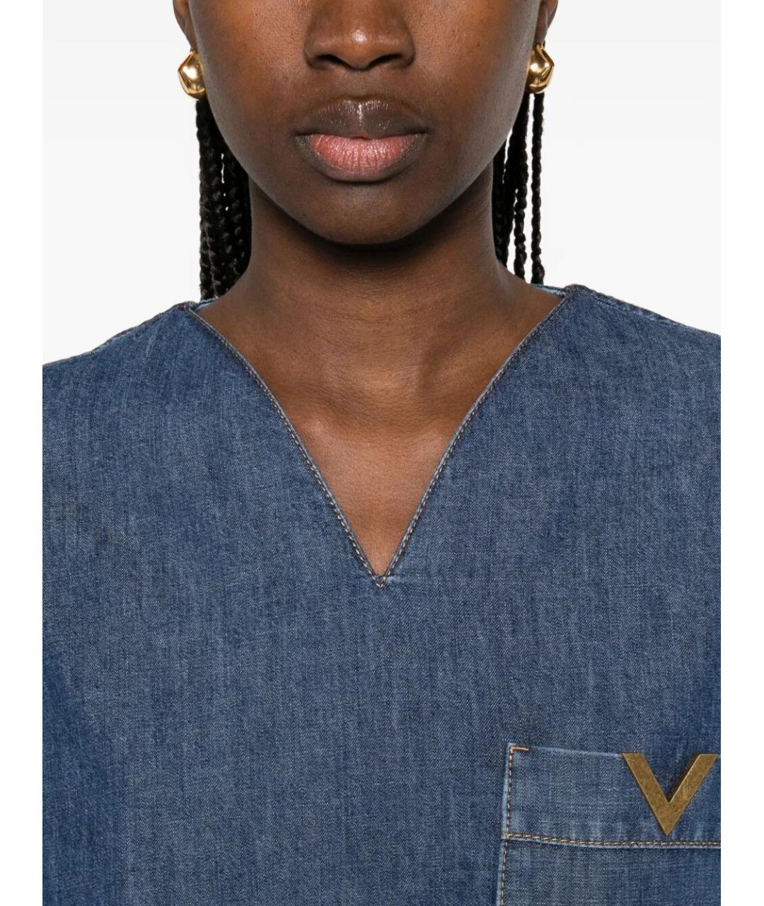 VALENTINO Синяя хлопковая рубашка, фото 3