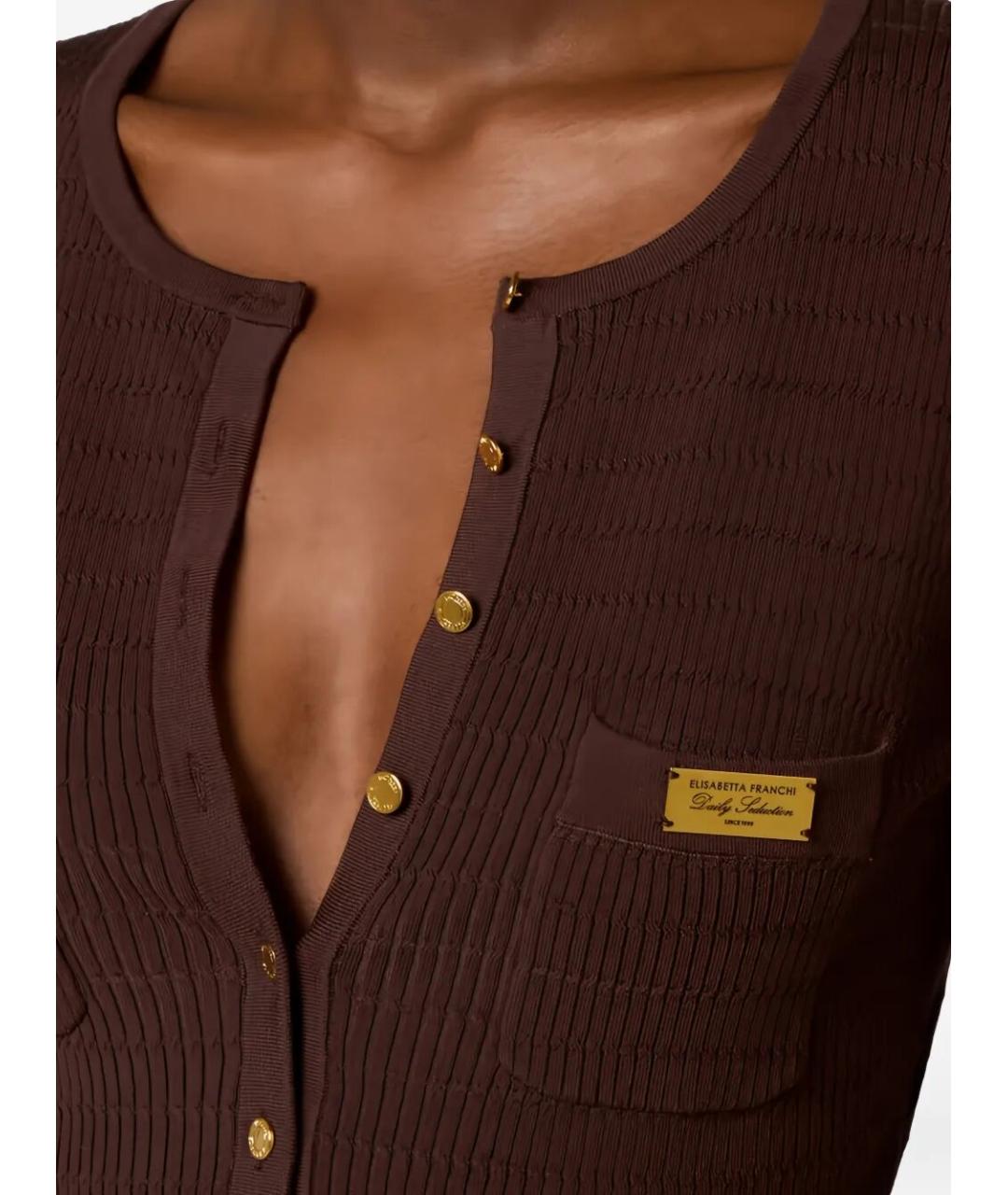 ELISABETTA FRANCHI Коричневый кардиган, фото 5