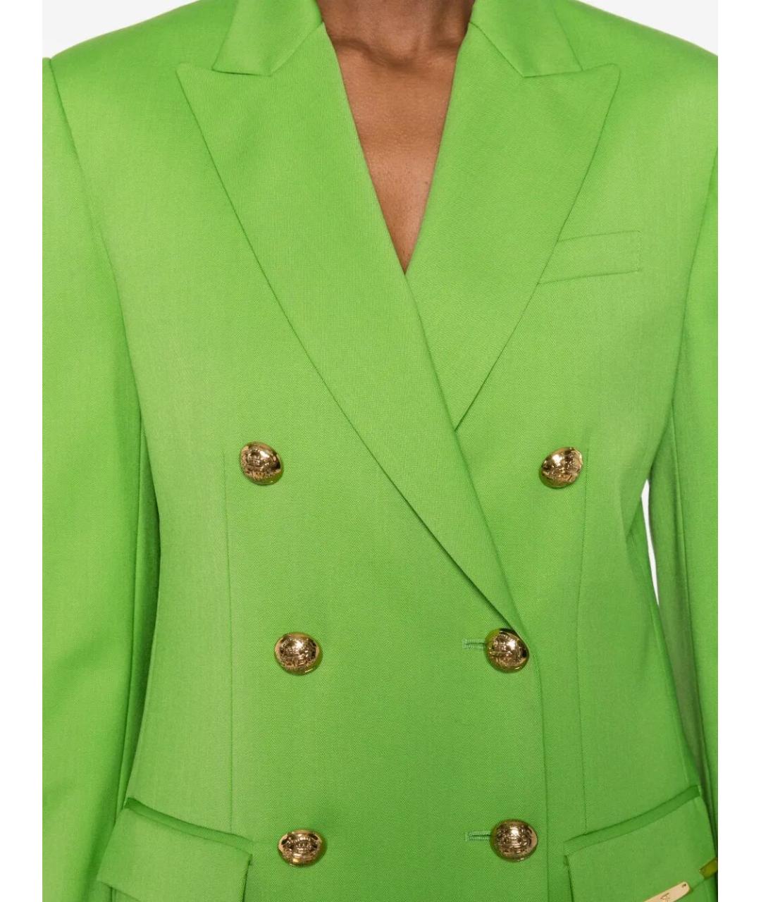 ELISABETTA FRANCHI Зеленый полиэстеровый жакет/пиджак, фото 4
