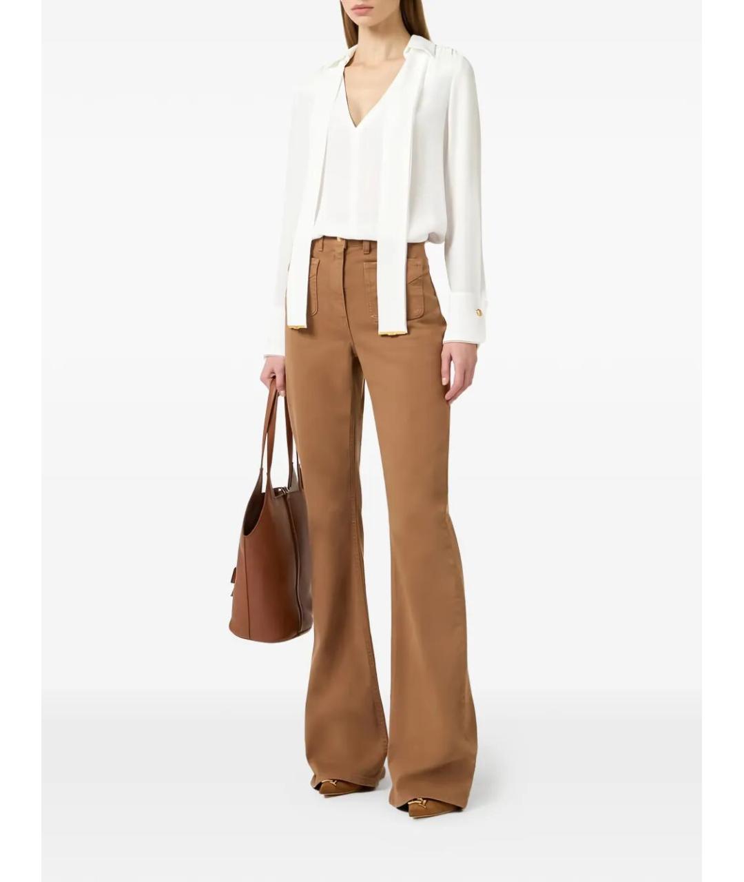 ELISABETTA FRANCHI Бежевая вискозная блузы, фото 2