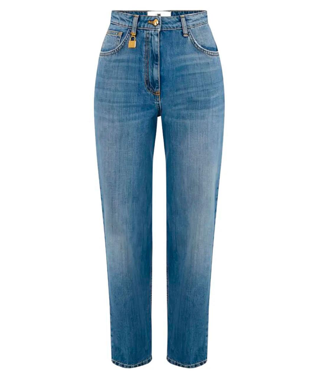 ELISABETTA FRANCHI Синие хлопковые прямые джинсы, фото 1