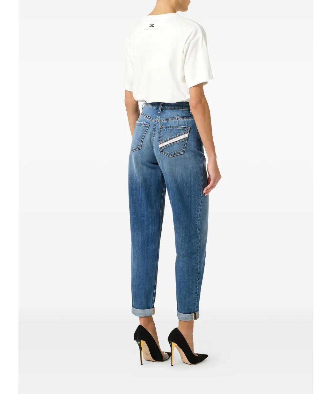 ELISABETTA FRANCHI Синие хлопковые прямые джинсы, фото 3