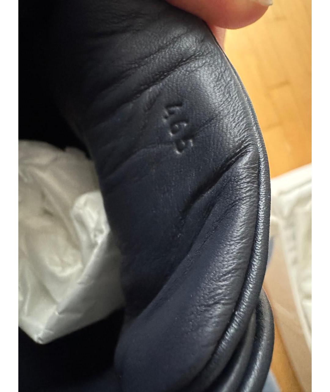 HERMES Темно-синие кожаные низкие кроссовки / кеды, фото 3