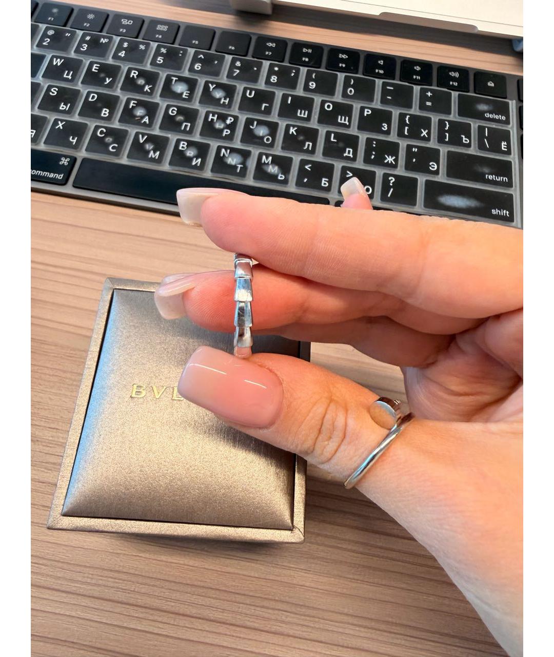 BVLGARI Серебряное кольцо из белого золота, фото 2