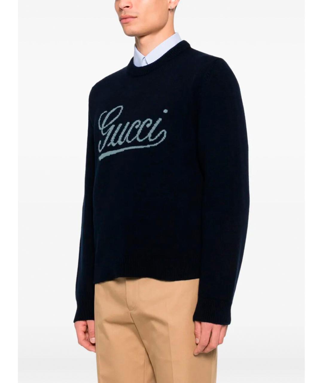 GUCCI Темно-синий шерстяной джемпер / свитер, фото 5