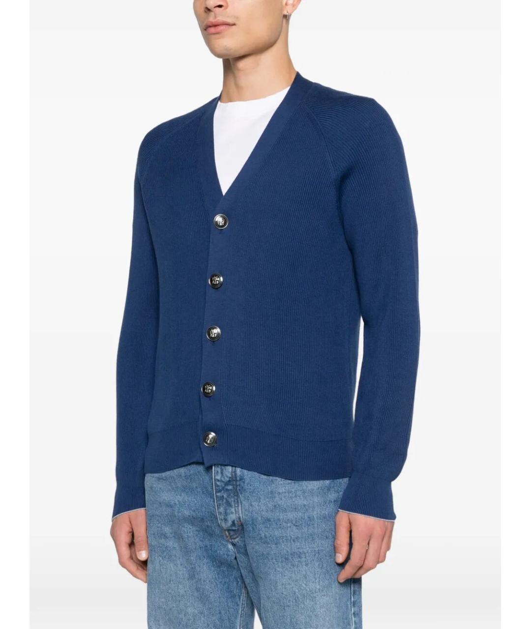 BRUNELLO CUCINELLI Синий хлопковый кардиган, фото 4