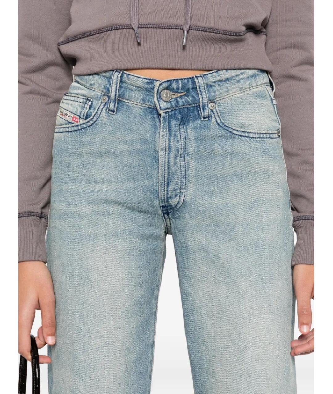 DIESEL Голубые хлопковые прямые джинсы, фото 3