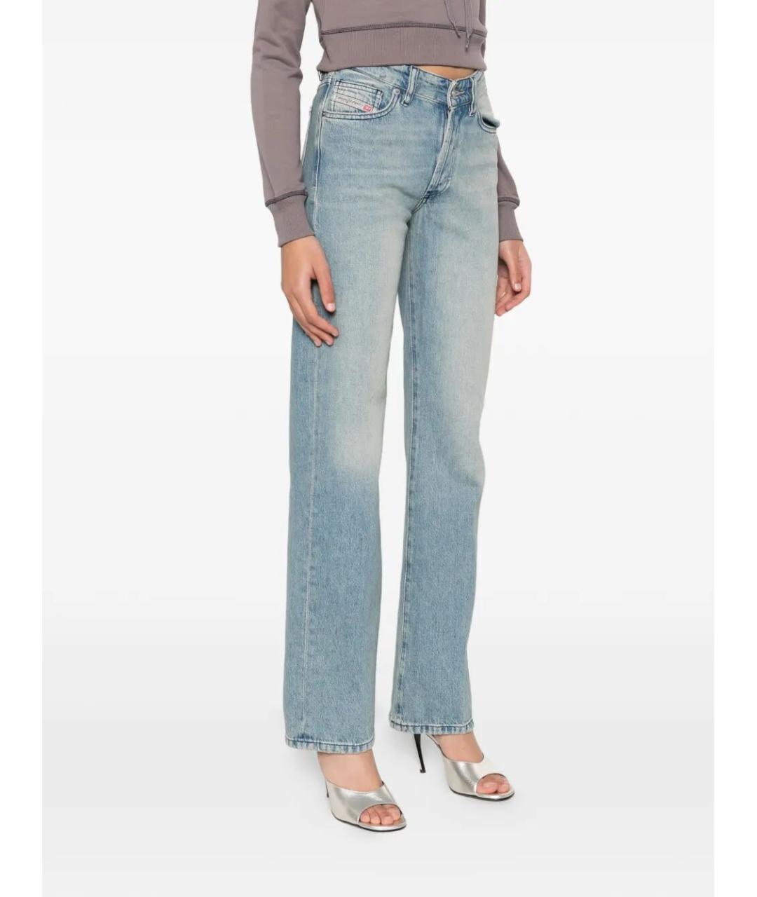 DIESEL Голубые хлопковые прямые джинсы, фото 4