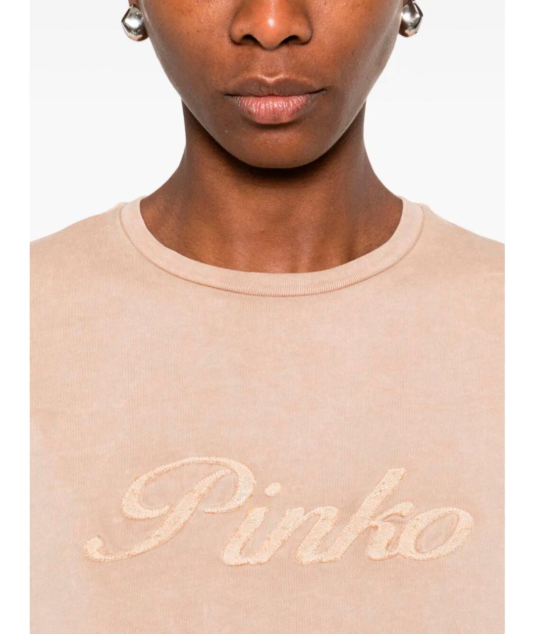 PINKO Розовая хлопковая футболка, фото 4