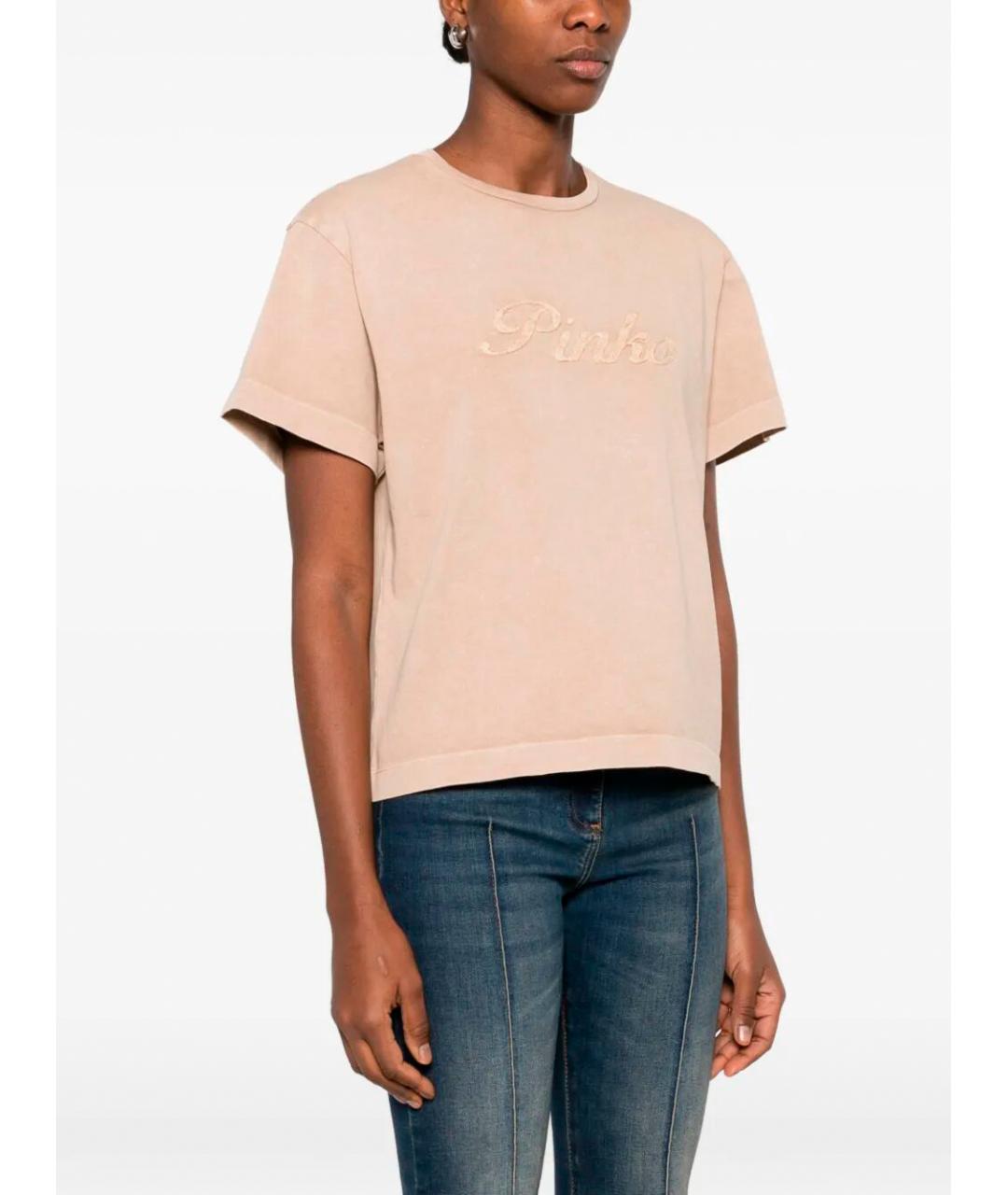 PINKO Розовая хлопковая футболка, фото 5